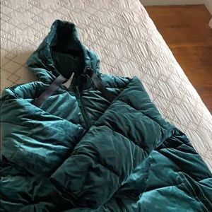 Gorgeous emerald green velvet coat.